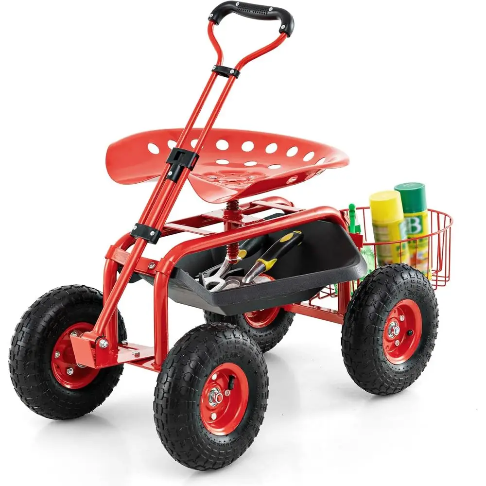Gardening Tools Basket - Carrito de Jardín Ajustable con Asiento